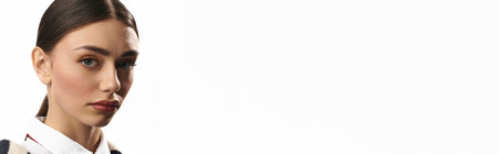 A beautiful young woman with expressive features reflects her emotions while gazing thoughtfully.の写真素材