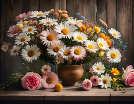A beautiful arrangement of colorful flowers symbolizes women's empowerment and rights.の素材
