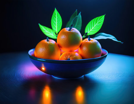 A bowl of bright oranges symbolizes good fortune and joy during Lunar New Year.の素材