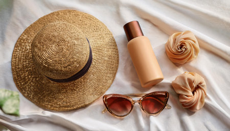 Embrace the vibrant essence of summer with stylish accessories on a sunny day.の素材