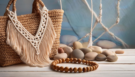 Vibrant summer collection showcasing natural textures and seaside elegance.の素材