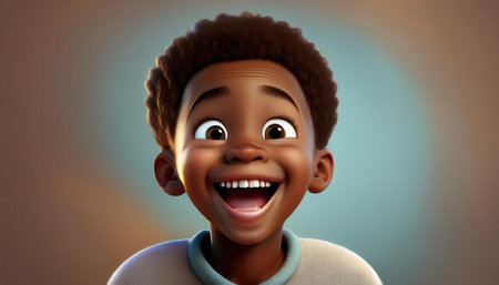 A joyful child with a big smile expresses excitement during a dental appointment.の素材