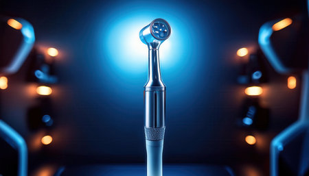 A high-tech dental tool stands prominently, showcasing its features in a clinical environment.の素材