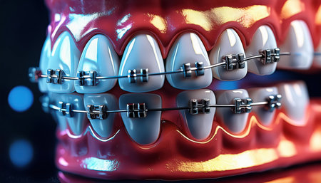 A striking illustration of dental braces showcasing tools used in oral health.の素材