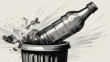 A striking representation highlights the need for proper waste disposal and environmental care.の素材