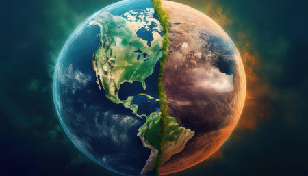 Creative illustration promoting environmental protection, waste sorting, and Earth Day events.の素材