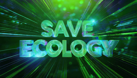 Bright colors and dynamic text inspire action for environmental protection and waste awareness.の素材