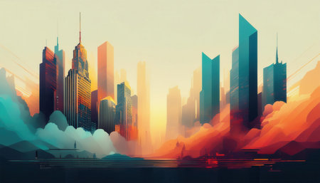 urban cityscape promoting an environmental awareness and protection.の素材