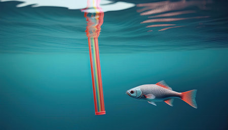 Engaging illustration showcases the impact of waste on marine environments and promotes recycling.の素材