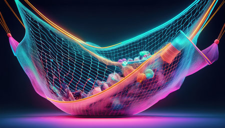 Creative display shows vibrant elements promoting waste sorting for environmental awareness.の素材