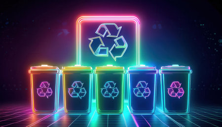 Vibrant illustration highlights the importance of waste sorting for environmental protection.の素材