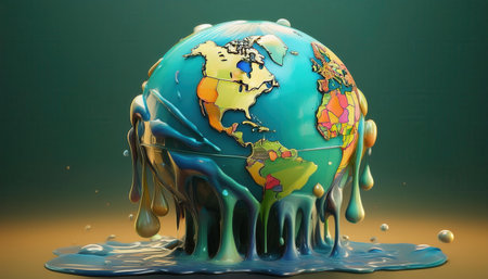 An artistic display showcases colorful waste sorting ideas that promote environmental awareness.の素材