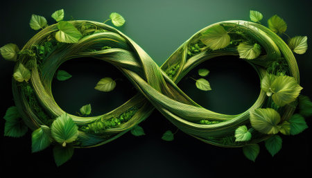 Infinity symbol art showcases environmental protection, inspiring awareness.の素材