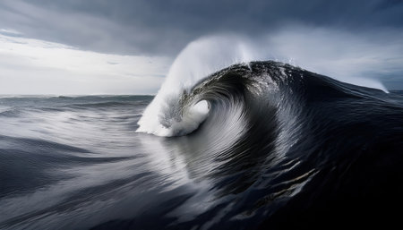 Vibrant waves crash with stunning force, revealing natures raw beauty and power.の素材