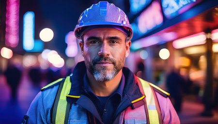 A dedicated worker engages in community efforts for pollution reduction and recycling.の素材