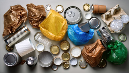 Efforts are being made to separate various types of waste materials for effective recycling.の素材