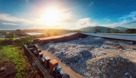 Large waste piles highlight the urgent need for improved sorting and recycling.の素材