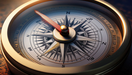 Intricate compass design bursting with vibrant colors inspires exploration and adventure.の素材