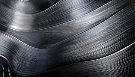 Curved metallic textures reflect light in a contemporary industrial setting, showcasing artistry.の素材