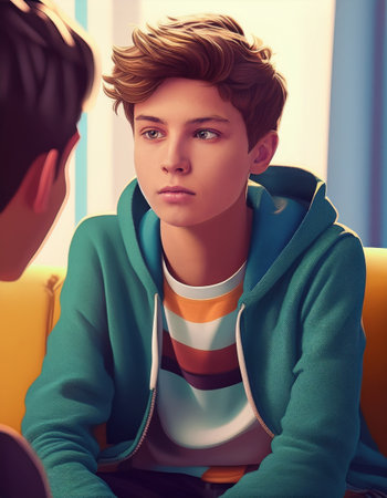 Two individuals engage in a meaningful conversation, emphasizing self care and emotional health.の素材