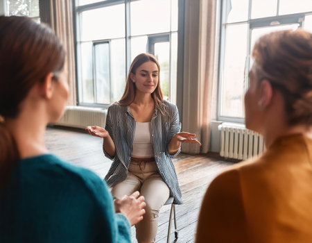 Three people partake in a calming meditation session, fostering inner peace and reflection.の素材