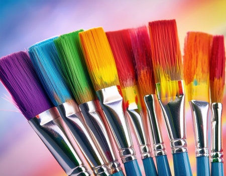 Colorful paintbrushes embody creativity and diversity, celebrating the spirit of pride.の素材