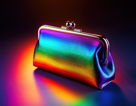 A vibrant rainbow clutch shines with colors, symbolizing pride and inclusivity at events.の素材