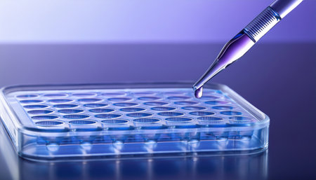 Precision pipetting technique applied in a laboratory setting to facilitate scientific research.の素材