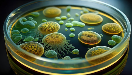 Microorganisms show amazing diversity and patterns when examined in the lab.の素材