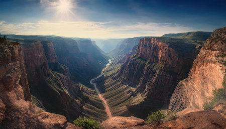 Breathtaking canyon vista captures the spirit of adventure and extreme sports at dawn.の素材