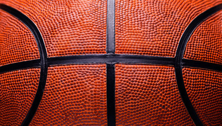 The texture of a basketball highlights its importance in team sports, capturing competitive spirit.の素材