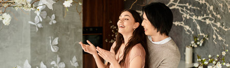 A happy couple prepares for their wedding amid lovely decor and cherished moments.のeditorial素材