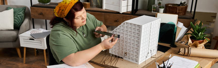 An artist attentively creates a detailed piece, displaying her vibrant creativity and inspiration.