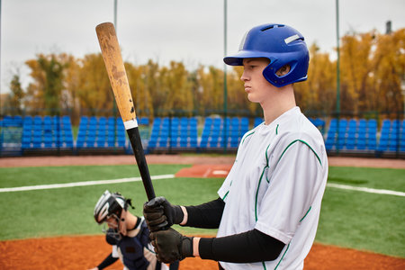 Two teenage boys compete in baseball, showcasing their athleticism and teamwork on the field.