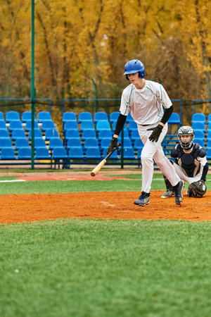 Boys engage in an exciting baseball game, demonstrating athletic talent on a colorful field.