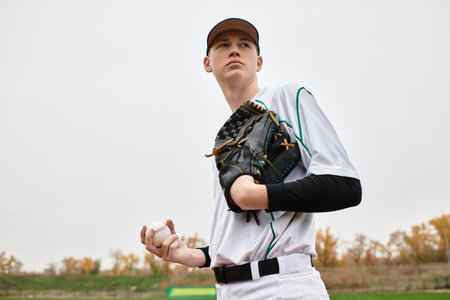 A young athlete stands on the field, ready to make a play, showcasing determination and skill.