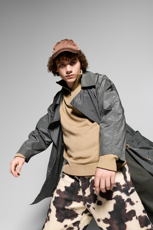Teenager expresses individuality through striking outfit, blending comfort and style effortlessly.
