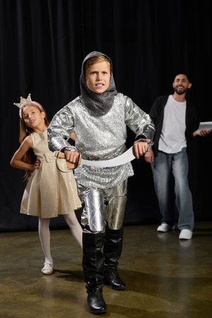 A dedicated tutor guides children through a fun theater class full of creativity and laughter.