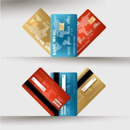Vector illustration of detailed credit card visaのイラスト素材