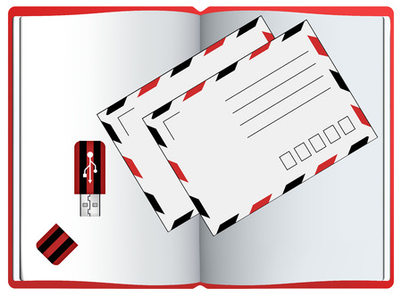 envelope. notebook. USB Flash Drive icon. vectors isolated on white backgroundのイラスト素材