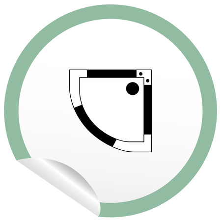 Flat bath icon on sticker for floor plan outline. Line editable EPS10 vector furniture illustration. View from aboveのイラスト素材