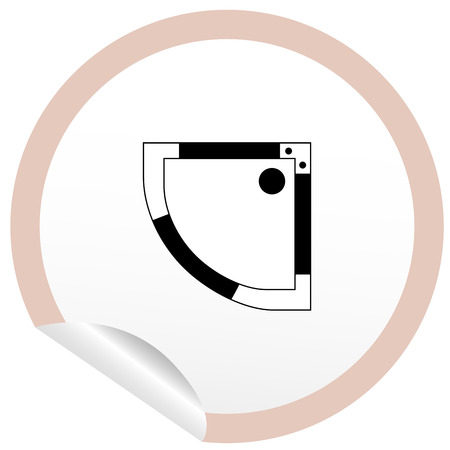 Flat bath icon on sticker for floor plan outline. Line editable EPS10 vector furniture illustration. View from aboveのイラスト素材