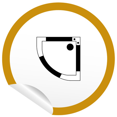 Flat bath icon on sticker for floor plan outline. Line editable EPS10 vector furniture illustration. View from aboveのイラスト素材