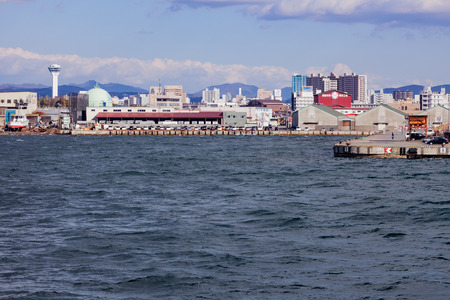 Hakodate in Hokkaido, Japan-October, 23 th 2016: View from the sea of Hakodate cityのeditorial素材