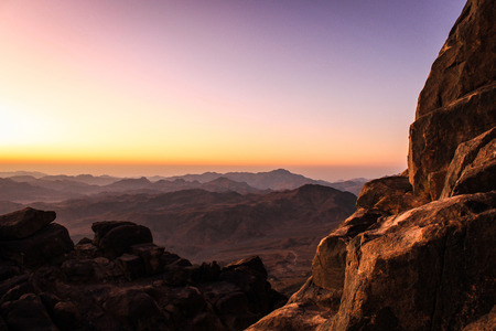 Sunset light on the mountainの写真素材