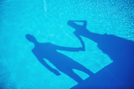 Reflection of the people from the waterの写真素材