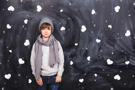 Boy on a background of hearts