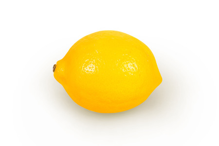 Ripe yellow lemon on a white backgroundの写真素材