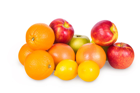 Set of citrus fruit on a white backgroundの写真素材