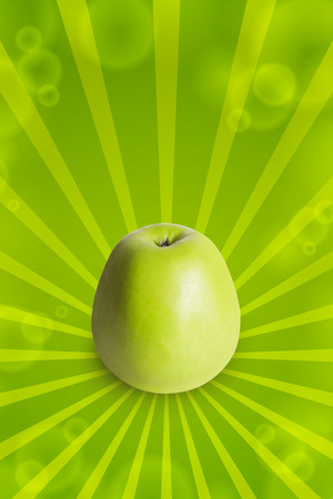 Green Apple on white background with spineの写真素材